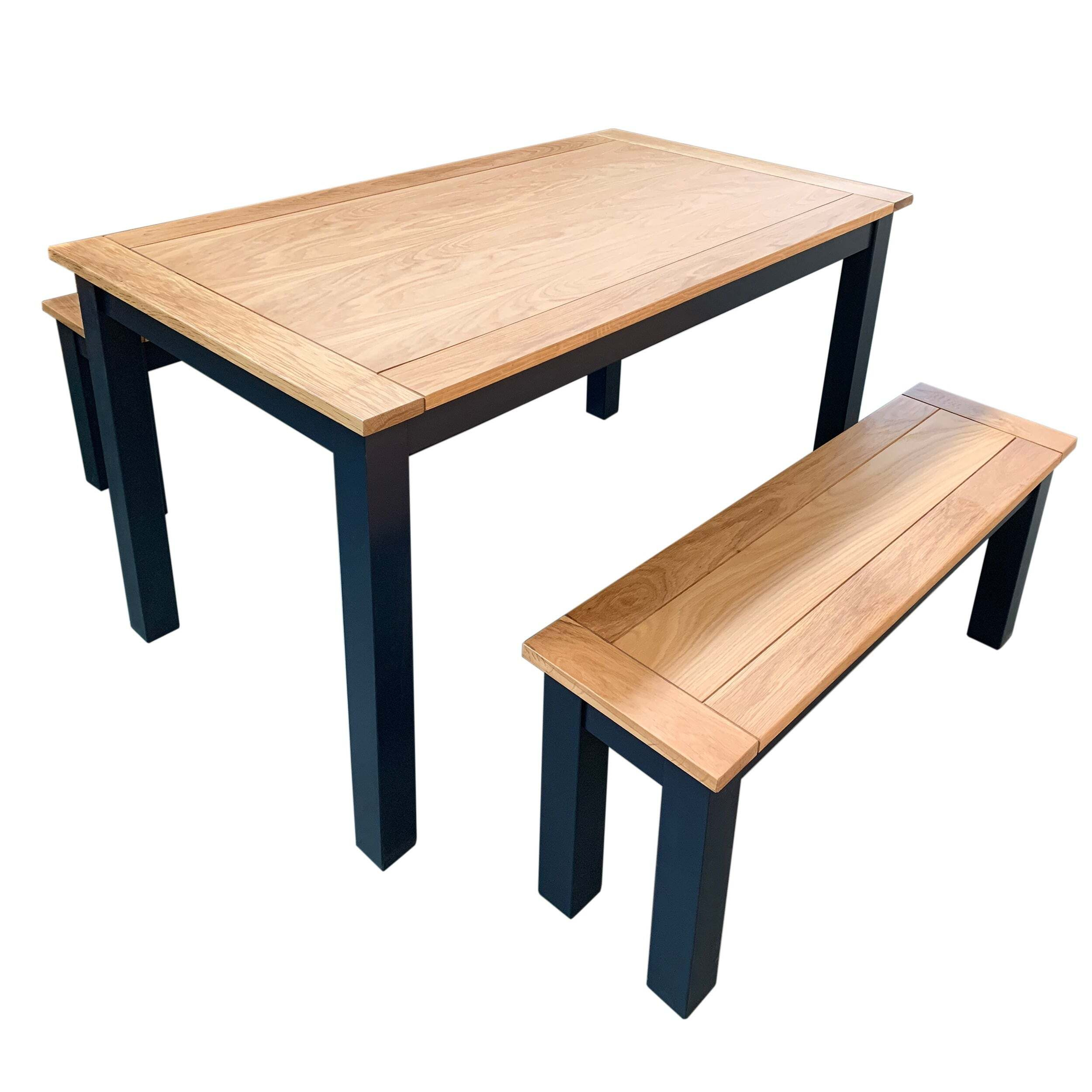 Clifford Rectangular Dining Table with 2 Benches, Pine Navy