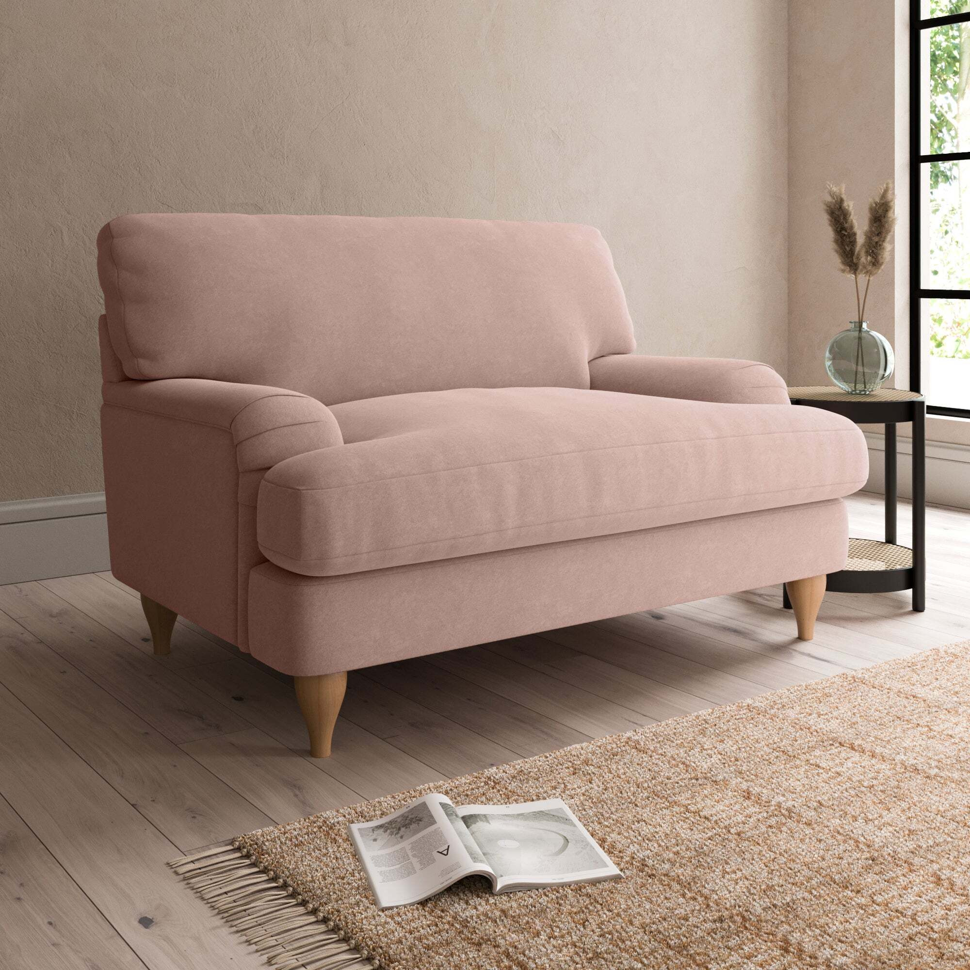 Rocking Chair Blush Pink Cuddle Chair Darwin Snuggle Chair Pink By Dunelm