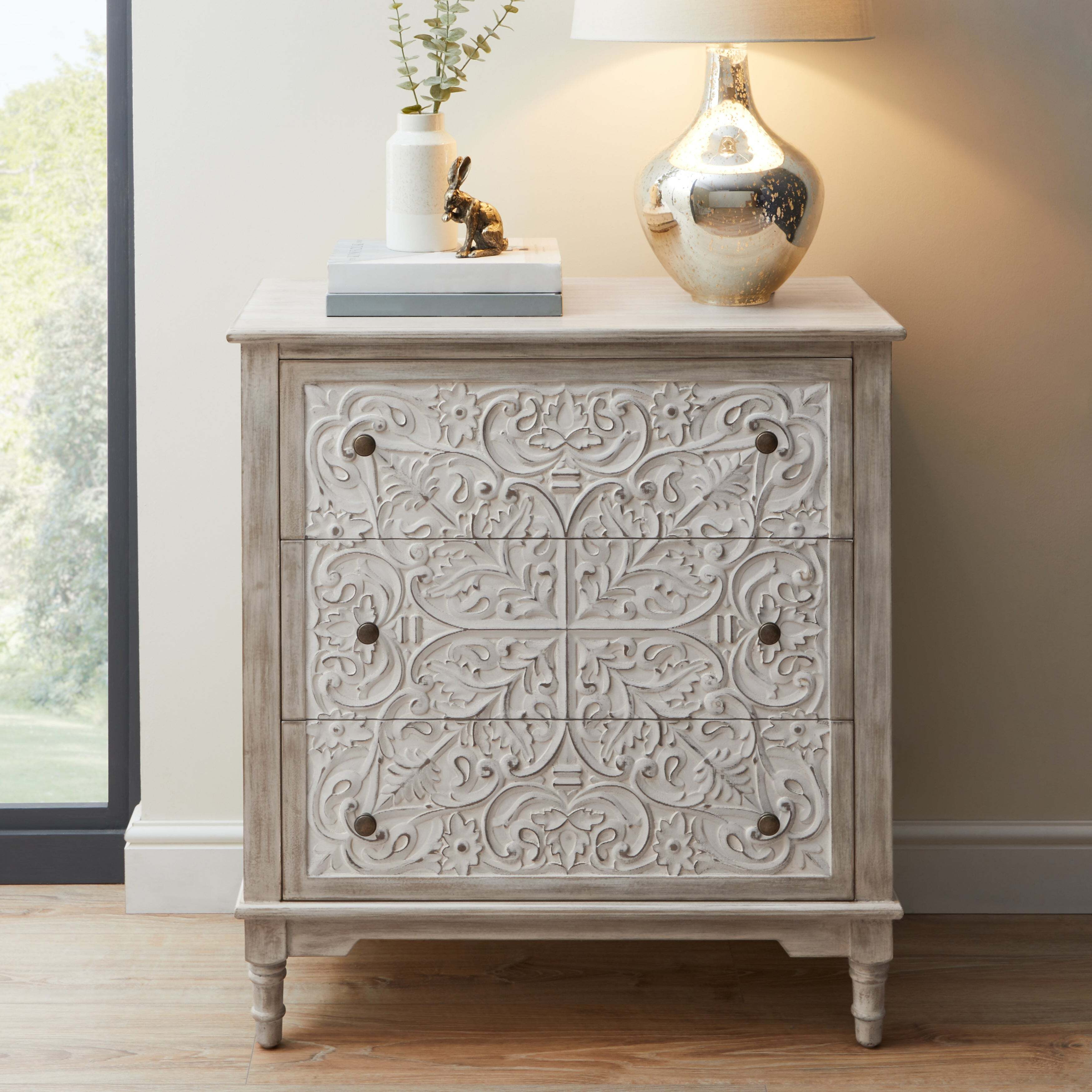 Lucille 3 Drawer Chest, White White