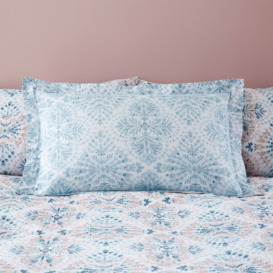 Saraya Blush 100% Cotton Oxford Pillowcase Blush/Blue/White