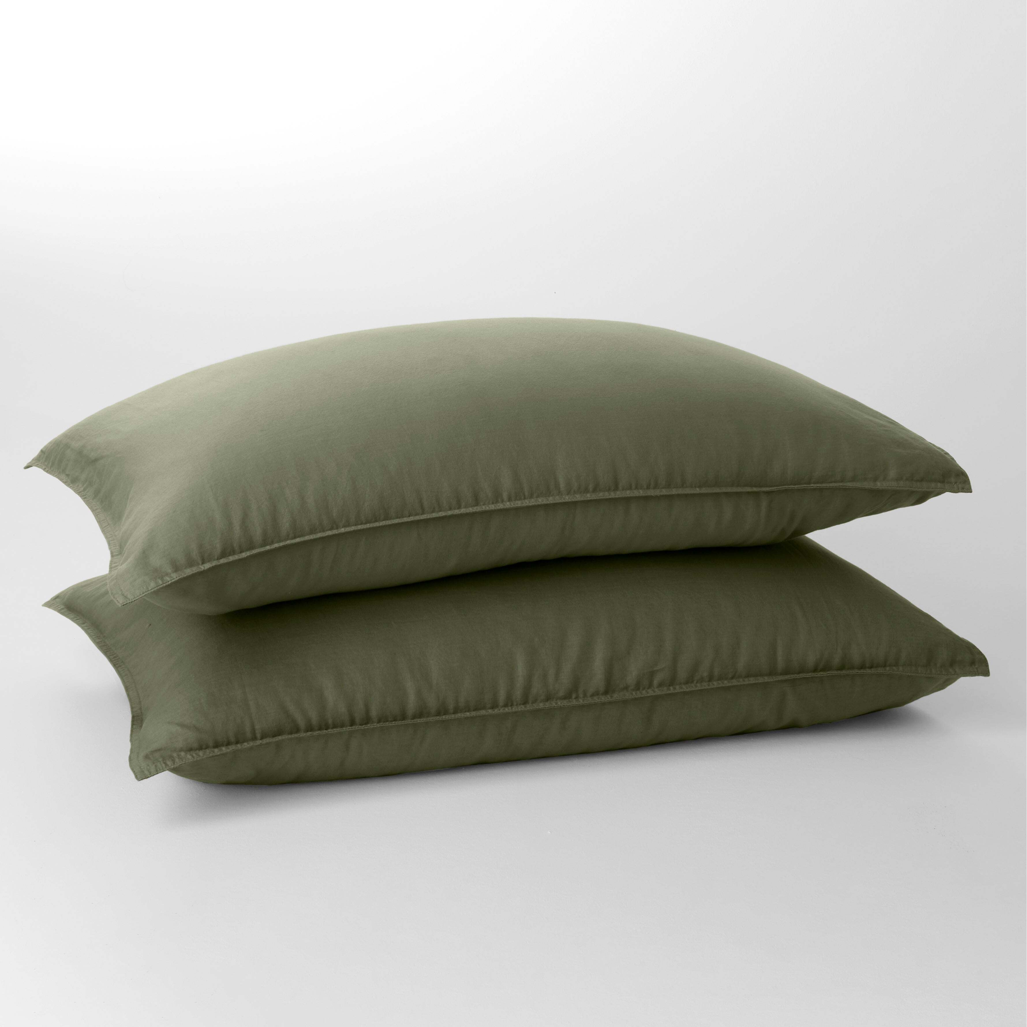 Soft Washed Recycled Cotton Standard Pillowcase Pair Green