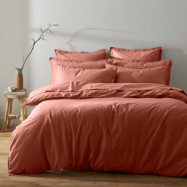 Soft Washed Recycled Cotton Duvet Cover and Pillowcase Set Orange