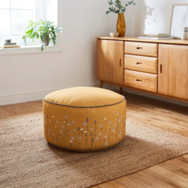 Scandi Print Ochre Pouffe Yellow