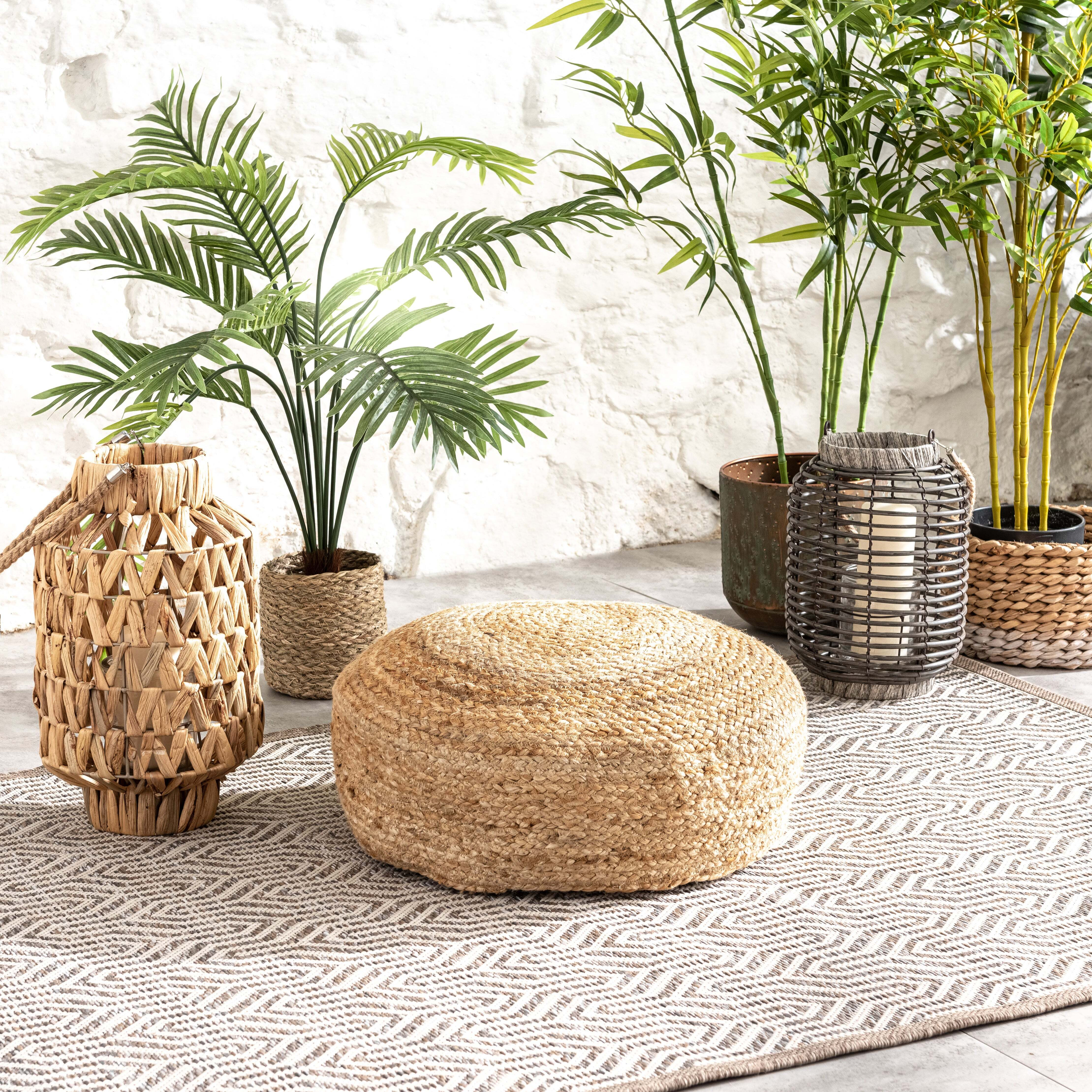 Round Jute Floor Cushion Natural