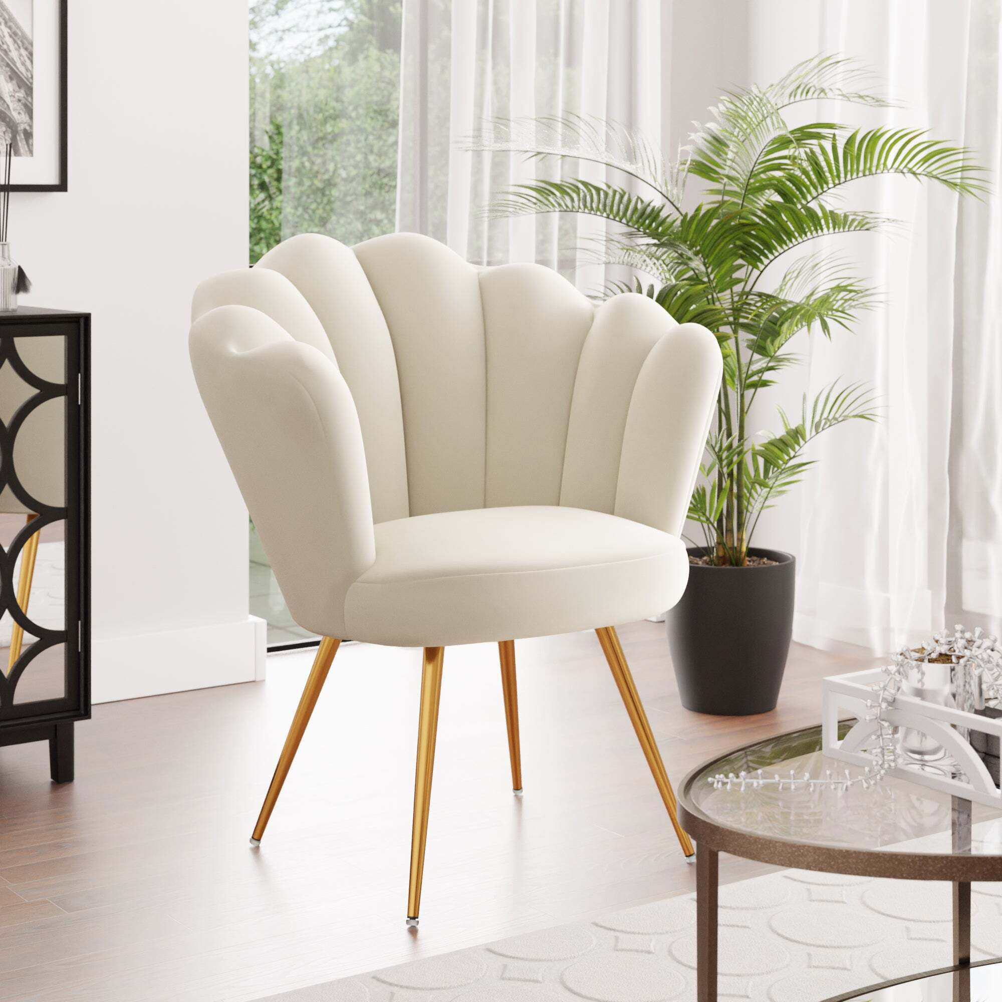 Vivian Velvet Cocktail Chair Cream by Dunelm