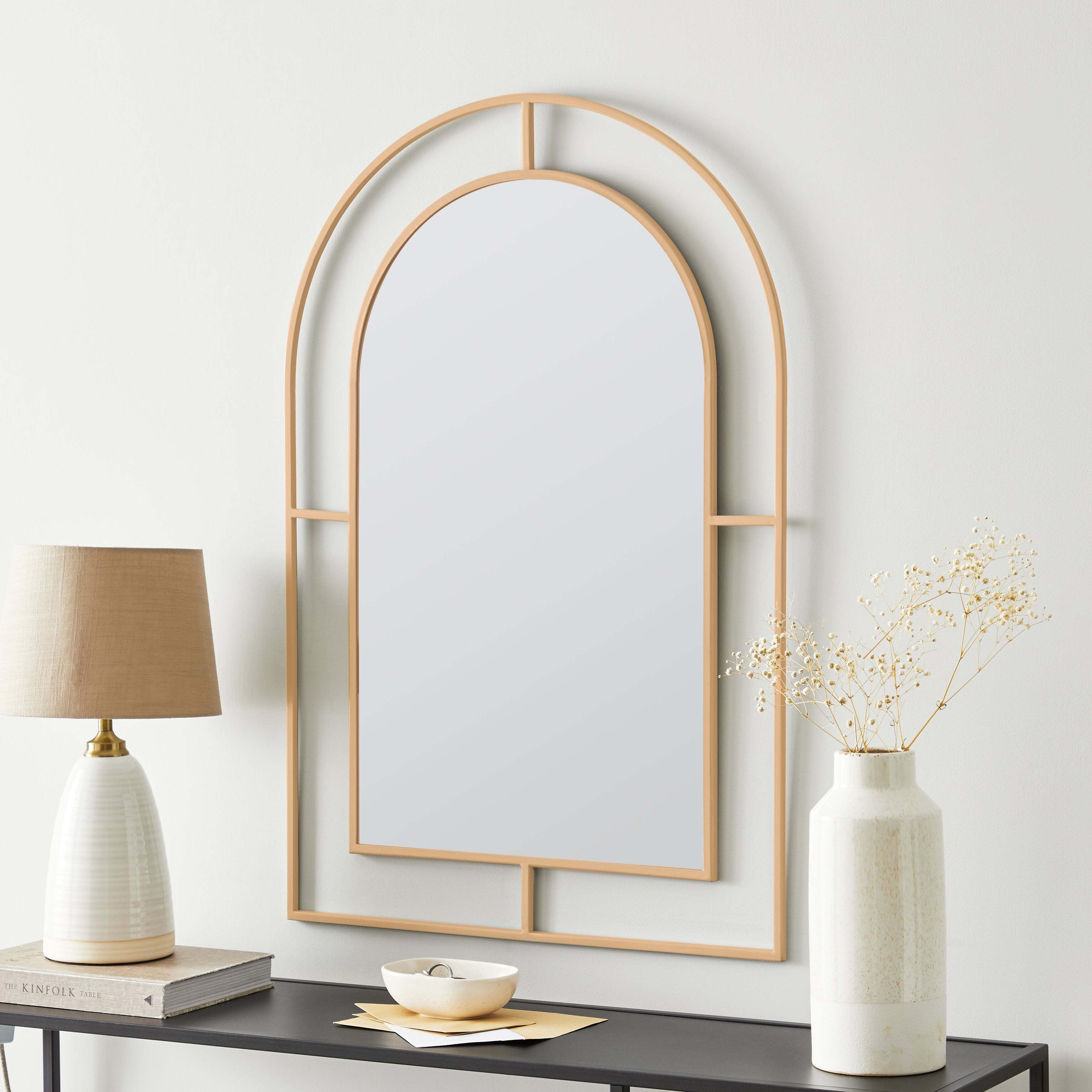Arch Window Wall Mirror, 90x60cm Gold Effect