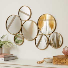 Line Wall Art Mirror, 80x50cm Gold Effect