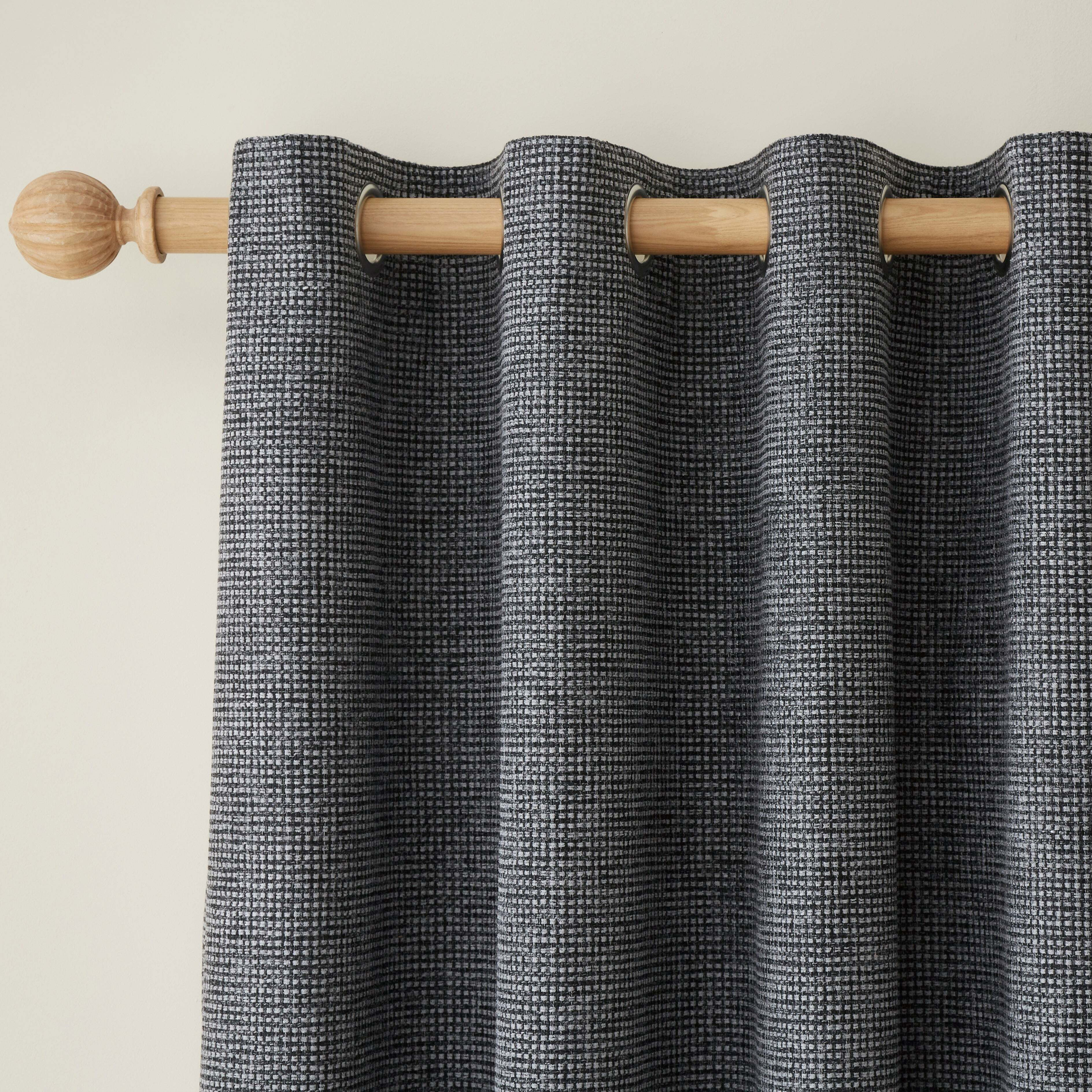 Albert Chenille Charcoal Eyelet Curtains Charcoal