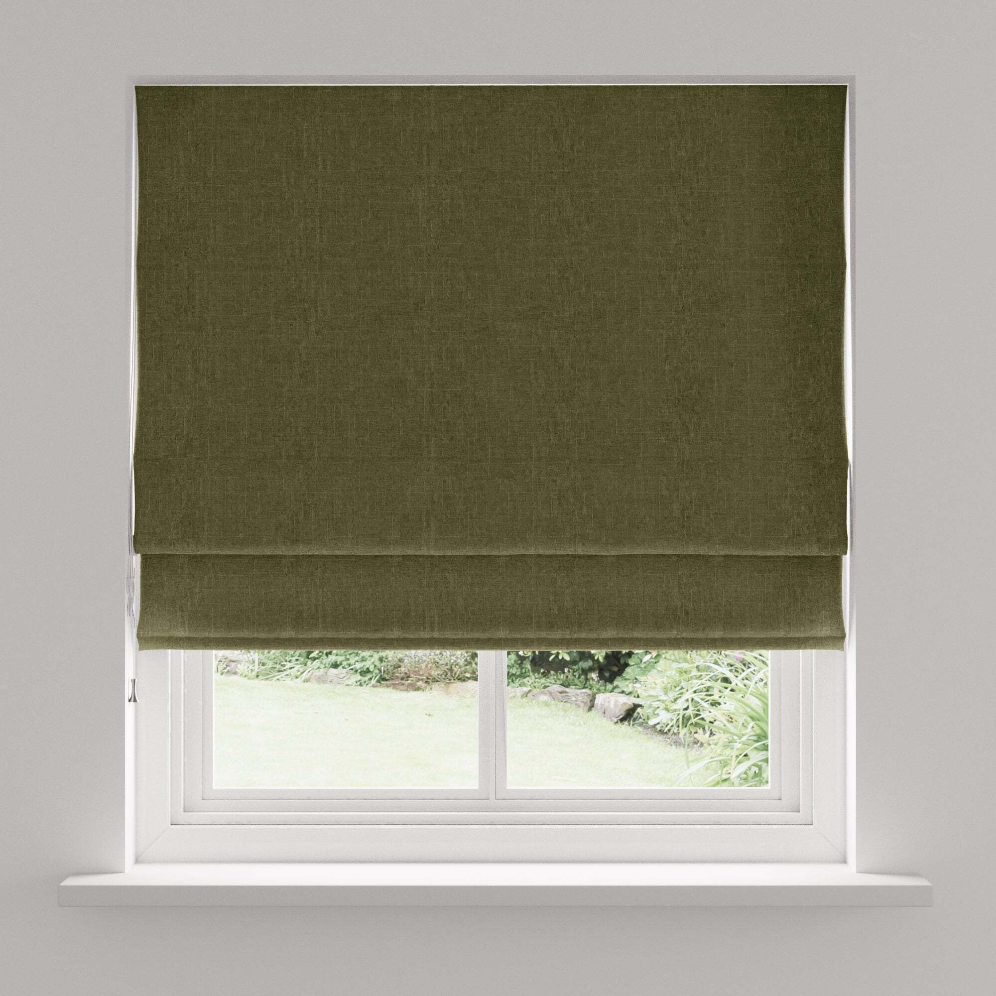 Linen Look Olive Blackout Roman Blind Olive (Green)