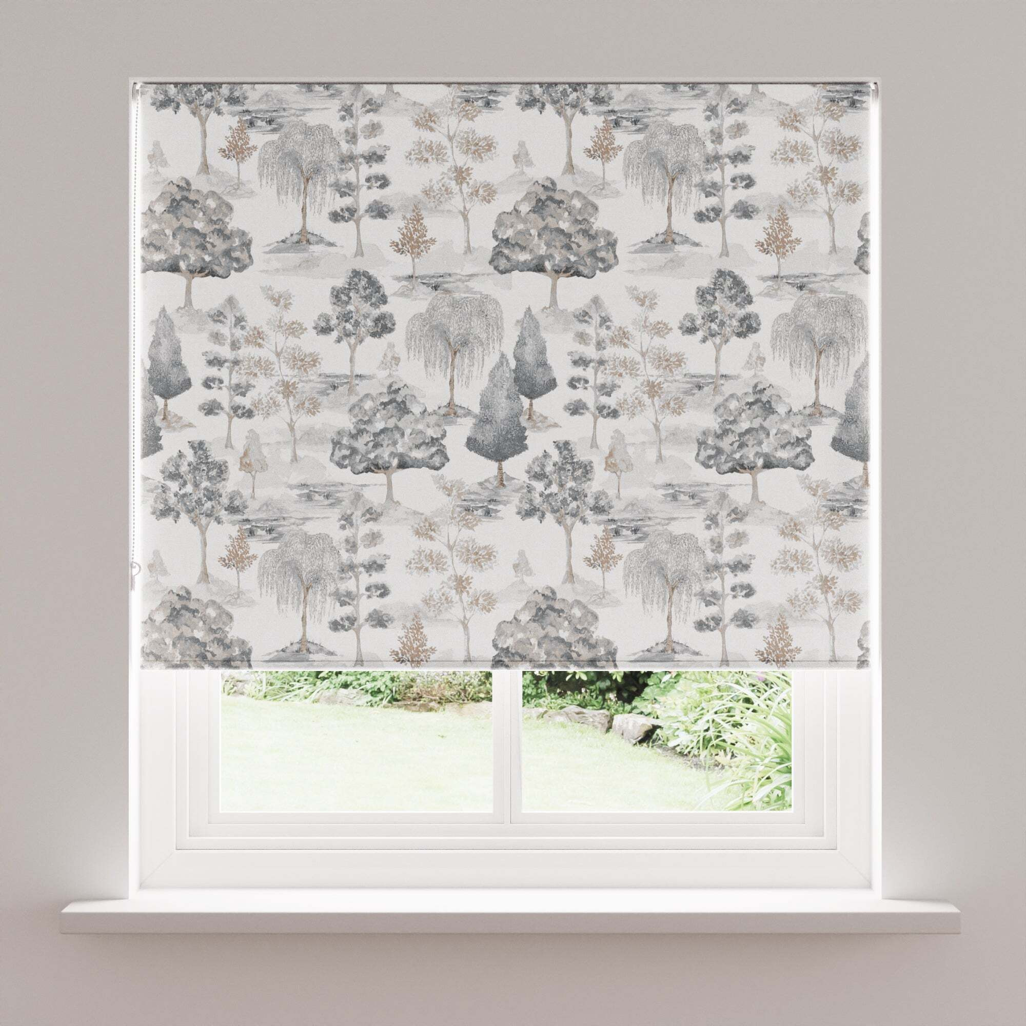 Watercolour Trees Natural Blackout Roller Blind Natural