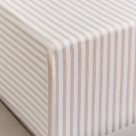 Dorma Bee Collection Woven Stripe 100% Cotton Fitted Sheet Brown