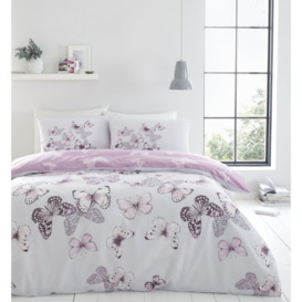 Scatter Butterfly Heather Duvet Cover and Pillowcase Set Purple