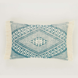 Pineapple Elephant Kebra Aztec Cushion Blue/White