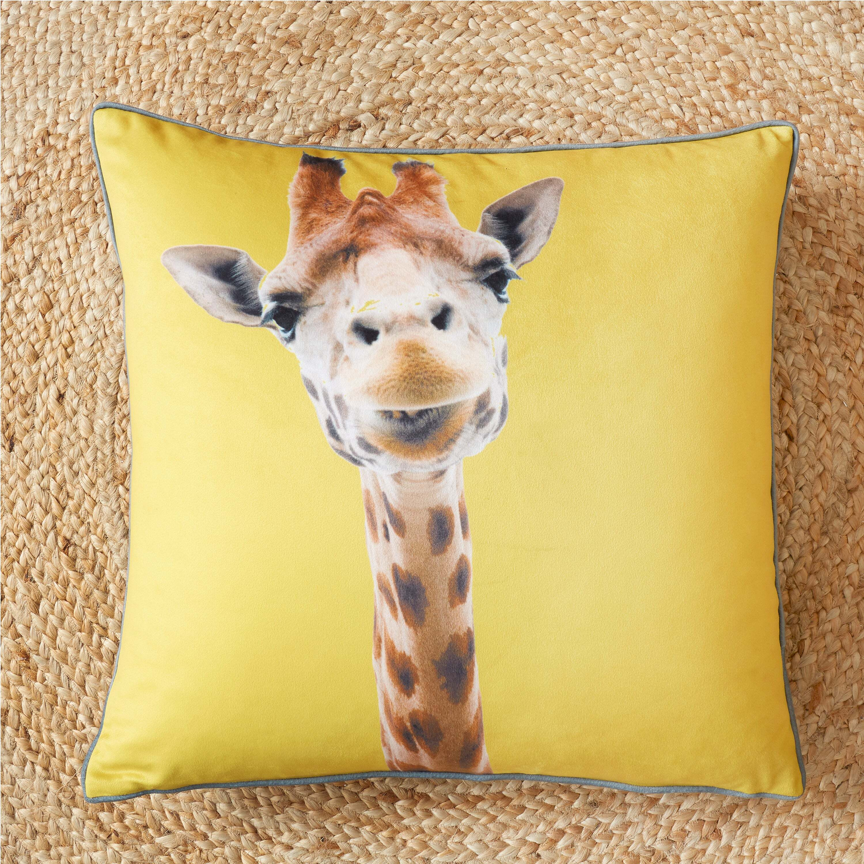 Giraffe Cushion Yellow by Dunelm - Main Image