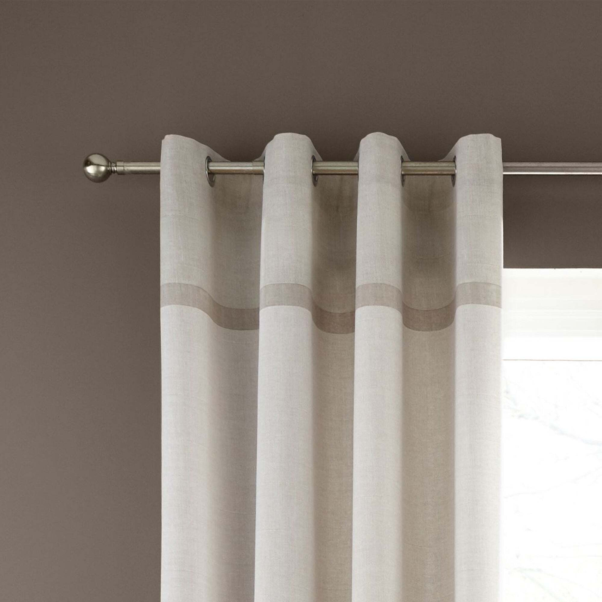 Catherine Lansfield Melville Woven Texture Natural Eyelet Curtains Natural