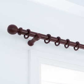 Arden Fixed Wooden Curtain Pole with Rings Walnut (Brown)