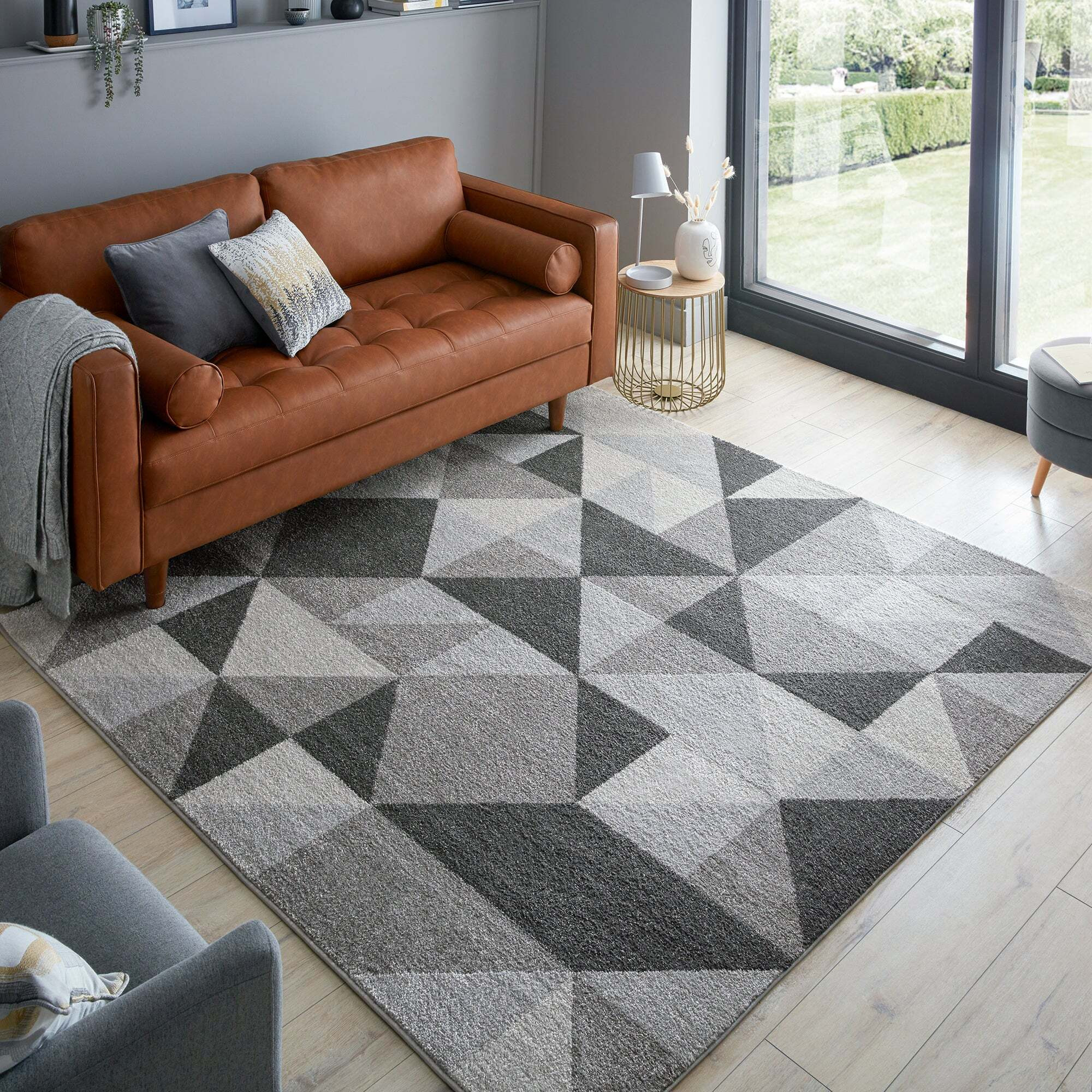 Geo Squares Square Rug Geo Squares Charcoal