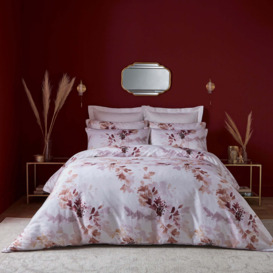 Dorma Georgiana 100% Cotton Duvet Cover and Pillowcase Set Coral/White