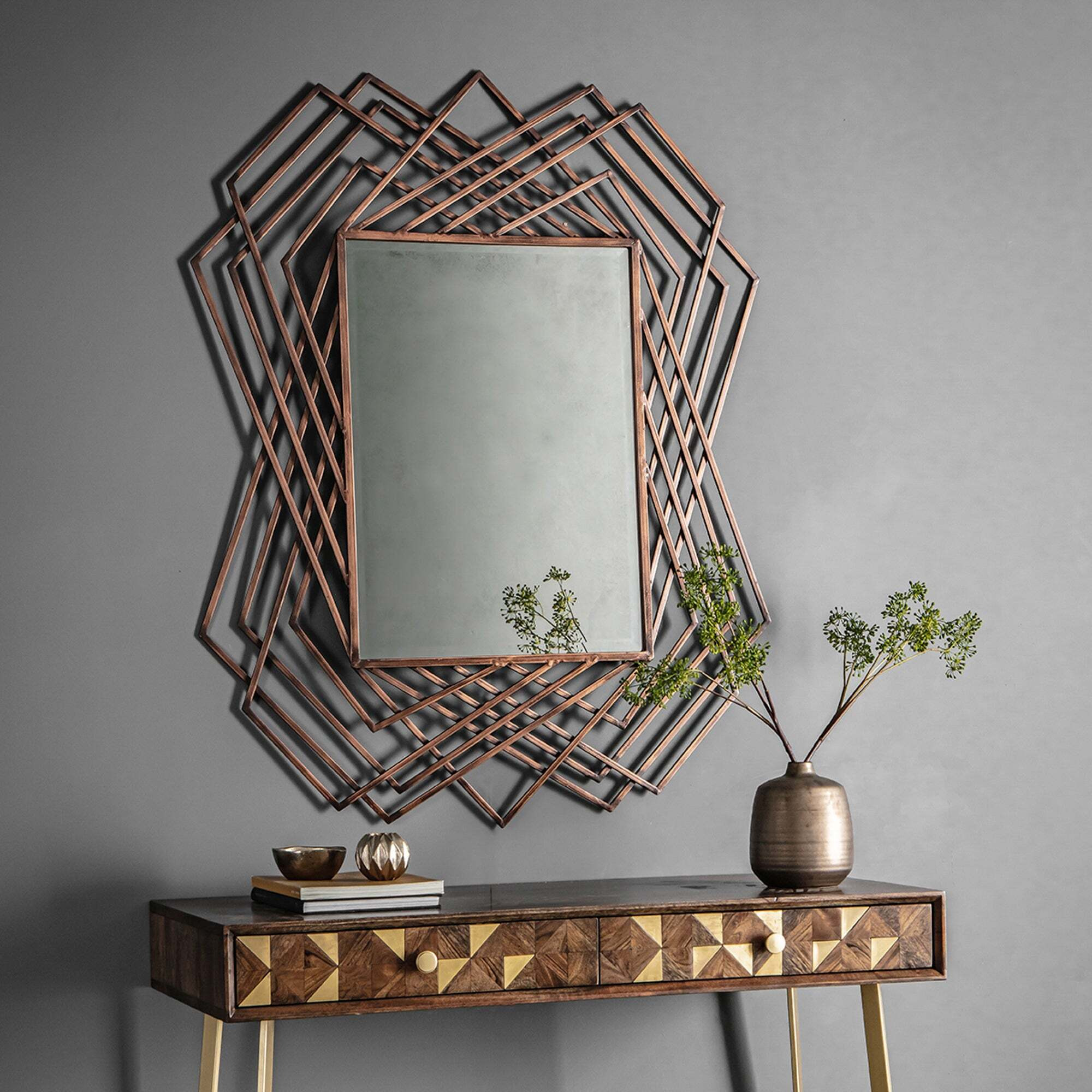 Alix Wall Mirror, 110x94cm Brown