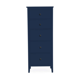 Lynton Tall Small 5 Drawer Chest Navy Blue