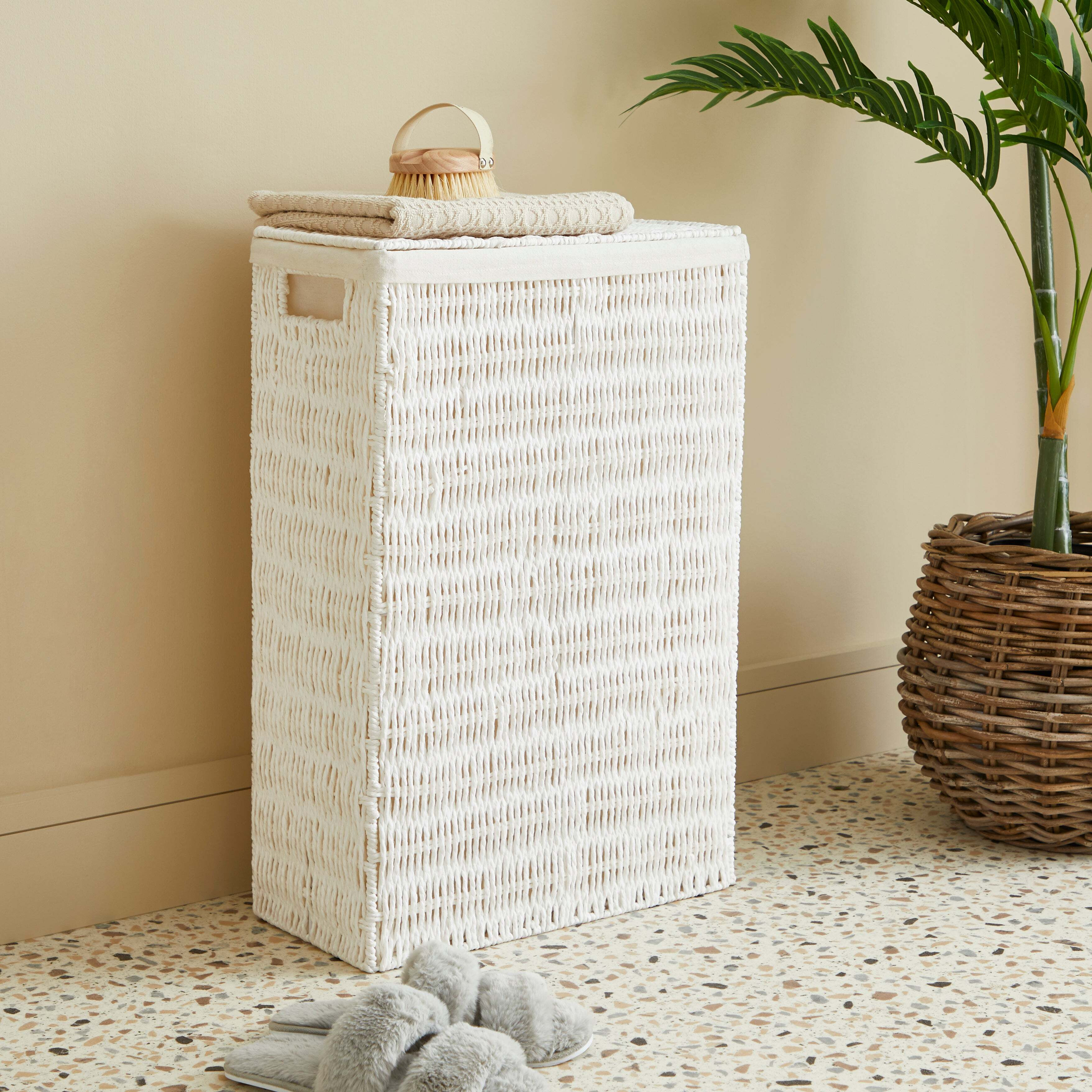 White Rope Laundry Basket White