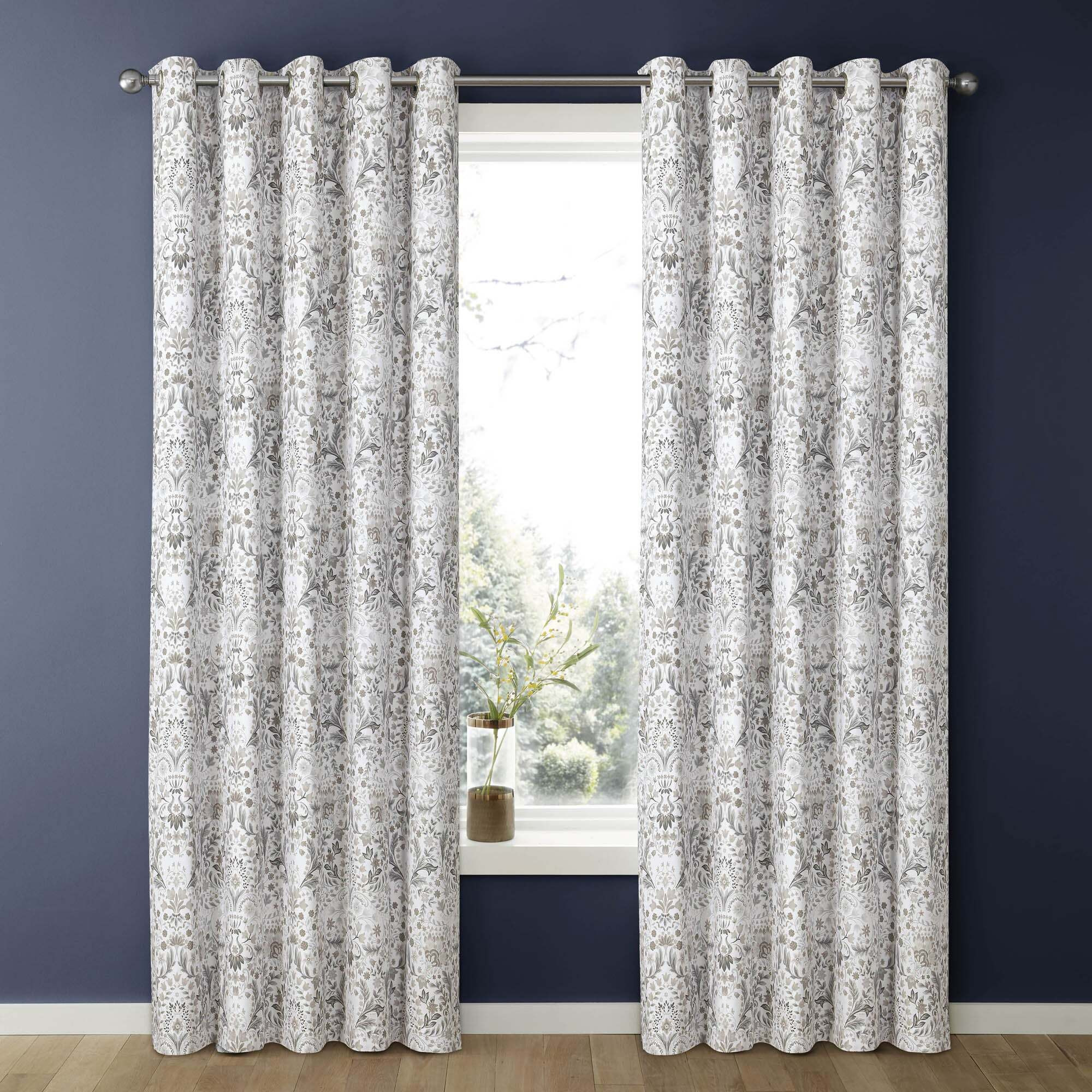 Hardwick Grey Blackout Eyelet Curtains Grey/White