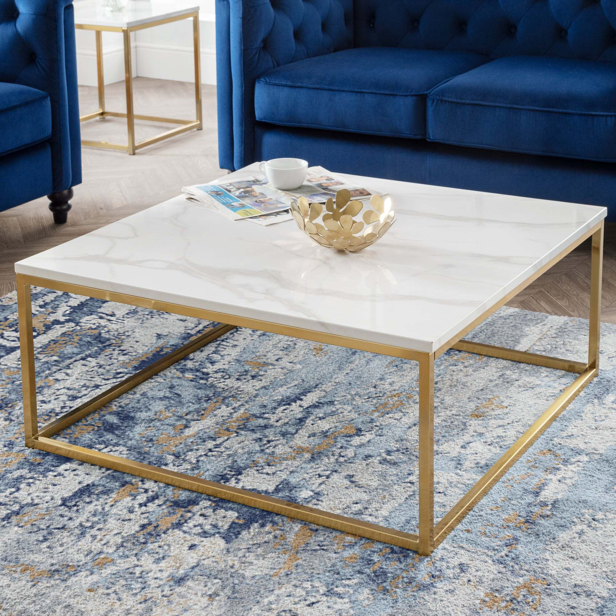 Scala Marble Effect Gold Coffee Table Gold