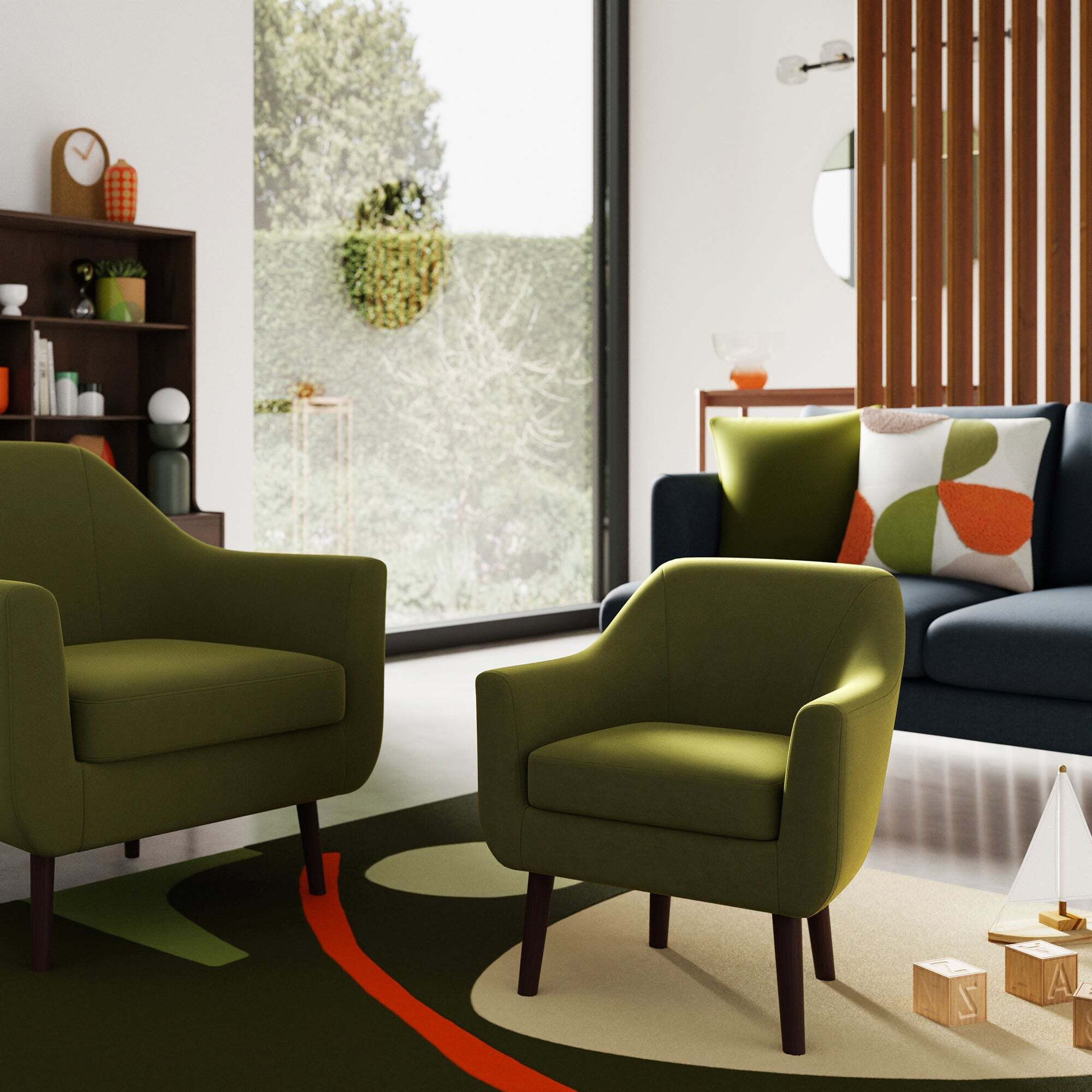 Eddie Velvet Kid's Chair Green by Dunelm