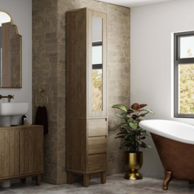 Humphrey Bathroom Tall Mirrored Cabinet Brown