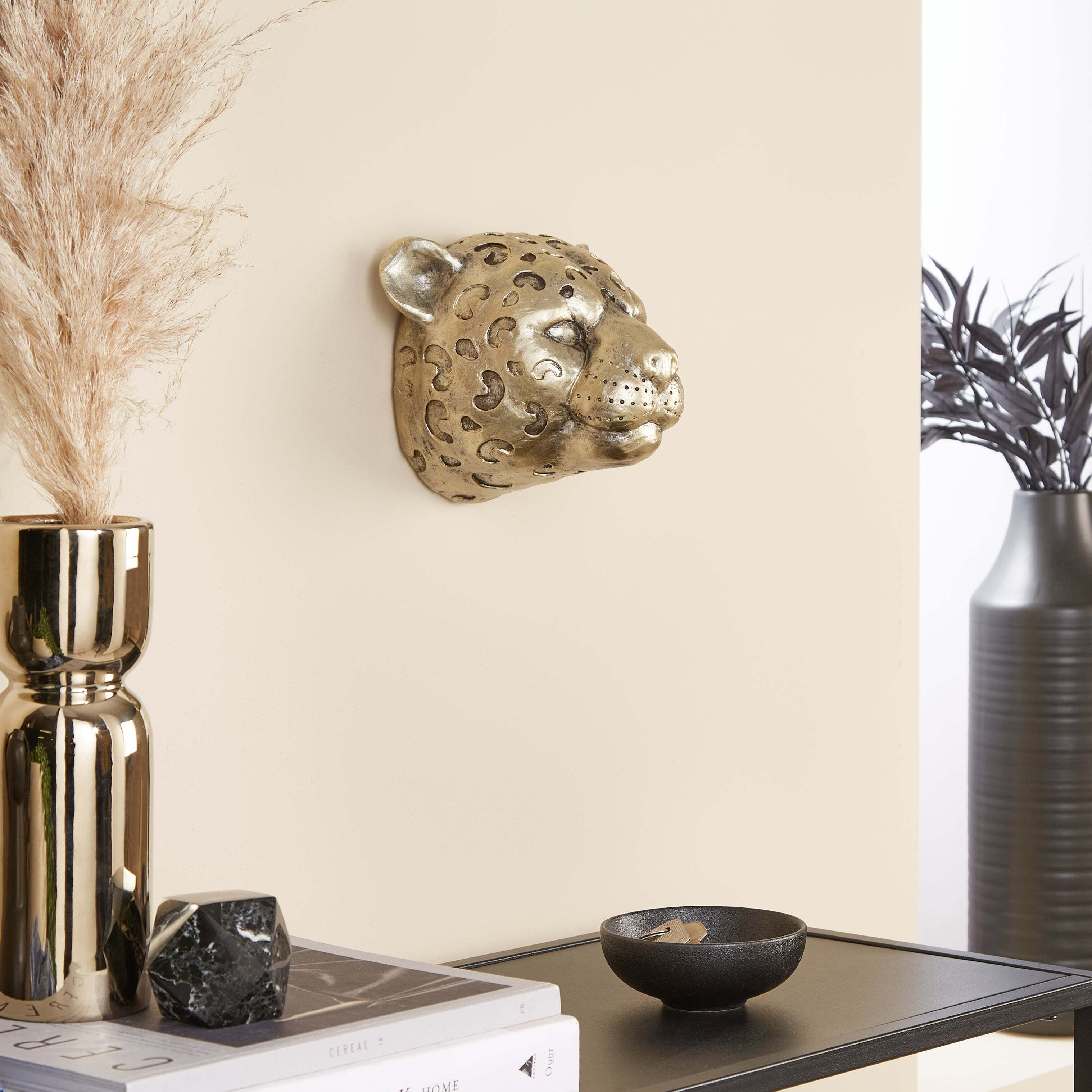 Resin Leopard Wall Head Gold