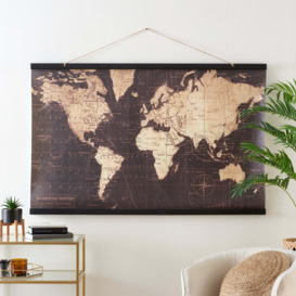 World Map Hanging Mural 90x140cm Gold
