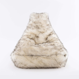 Faux Fur Husky Natural Beanbag Chair Brown/White