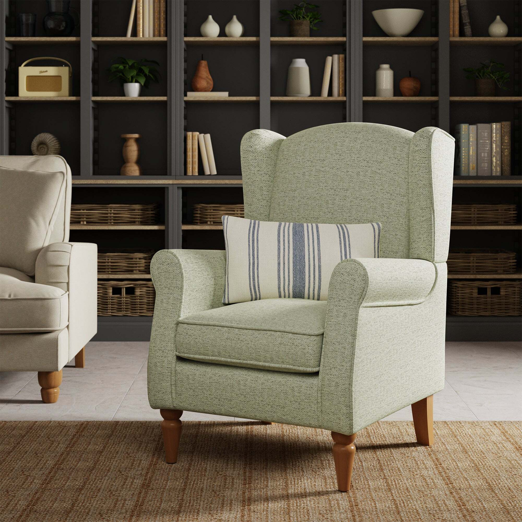 Oswald Self Assembly Herringbone Chair Green