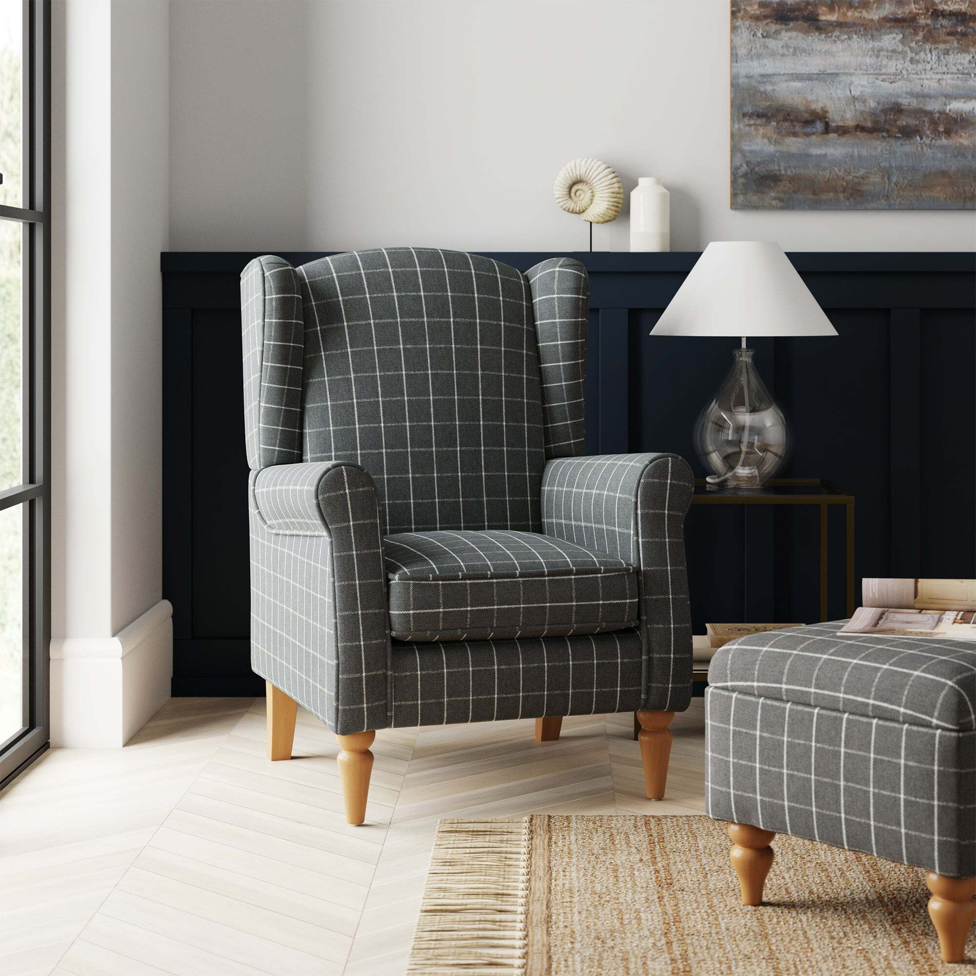 Dunelm Shop Dunelm Oswald Chair Grey Plaid Dining Chairs Oswald