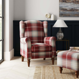 Oswald Check Wingback Armchair Red/White