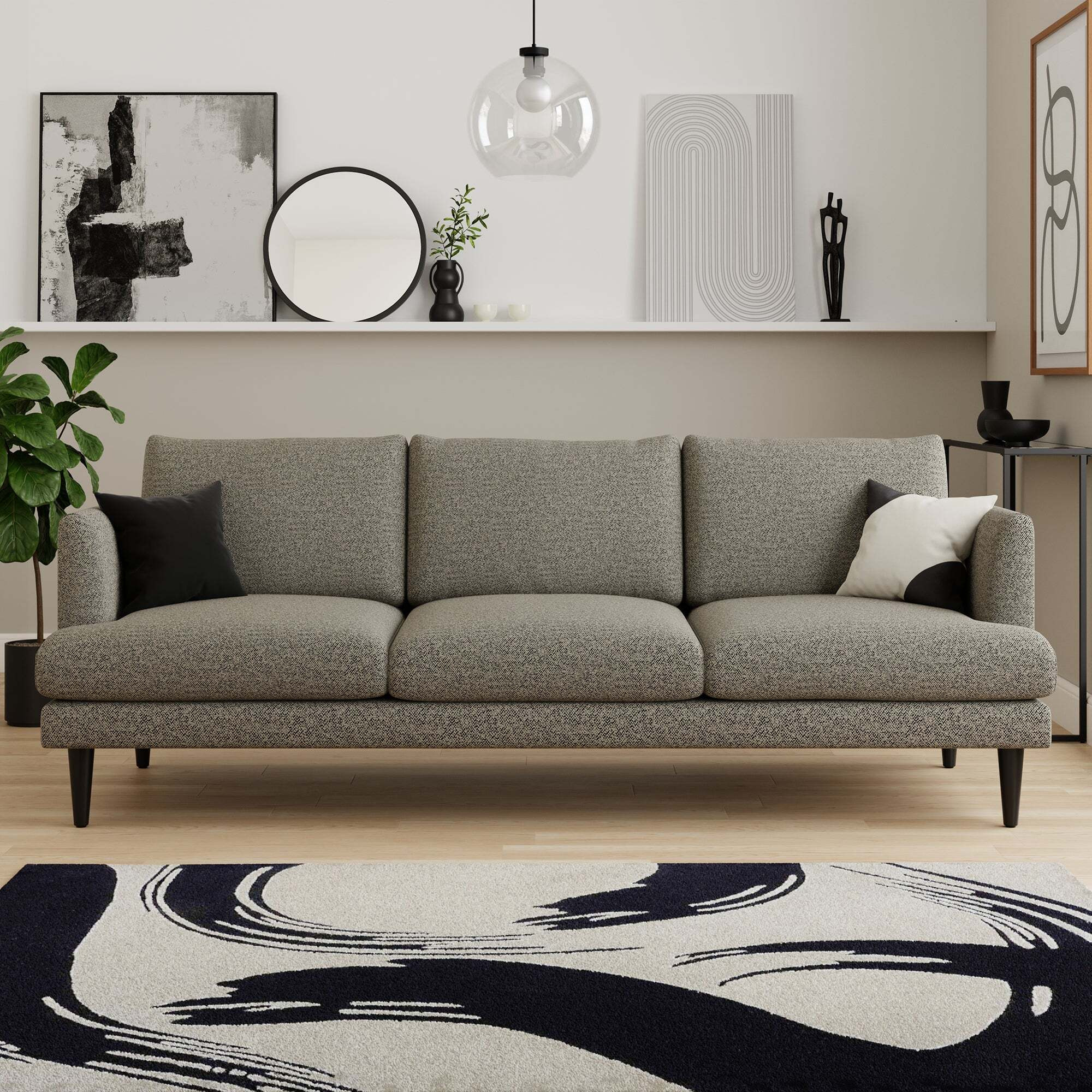 Reuben Tonal Boucle 3 Seater Sofa Brown