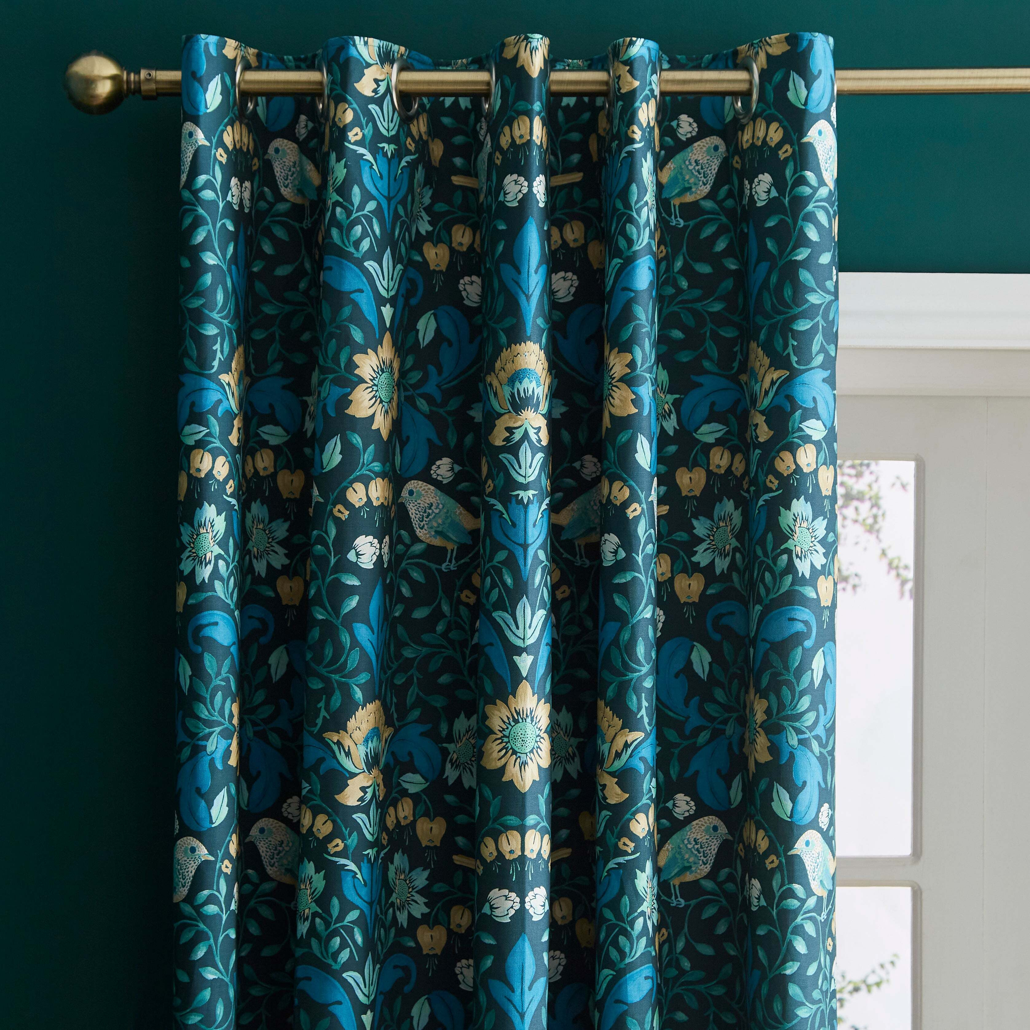 Ruskin Bottle Green Eyelet Curtains Green/Yellow