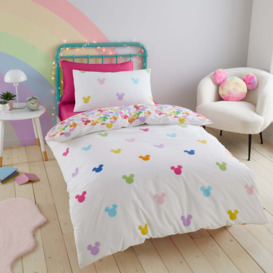 Mickey Rainbow Duvet Cover and Pillowcase Set Red/Green/White