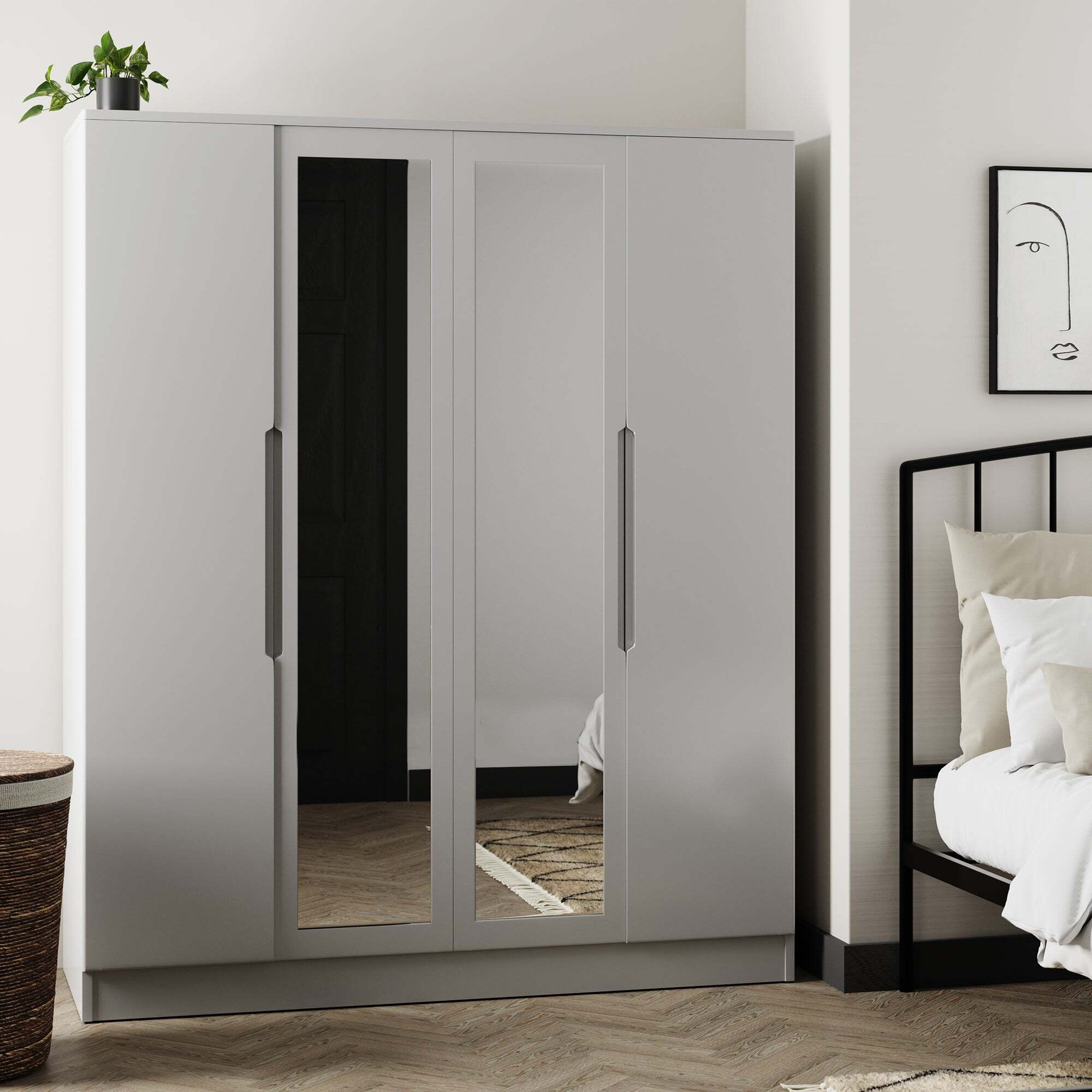 Larson Extra Large 4 Door Wardrobe Grey
