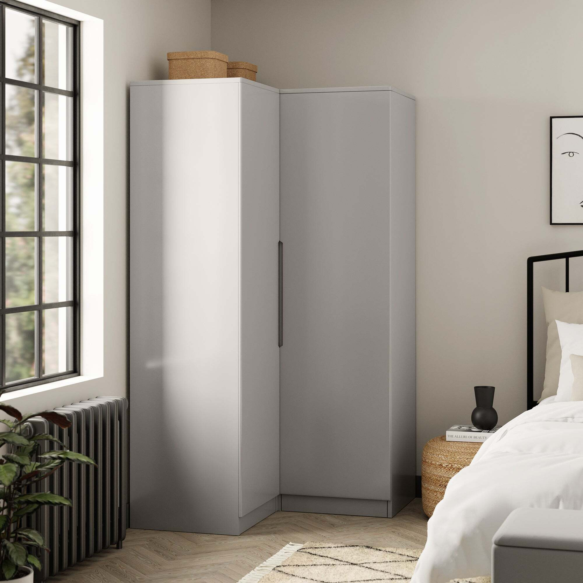 Larson Corner Wardrobe Grey