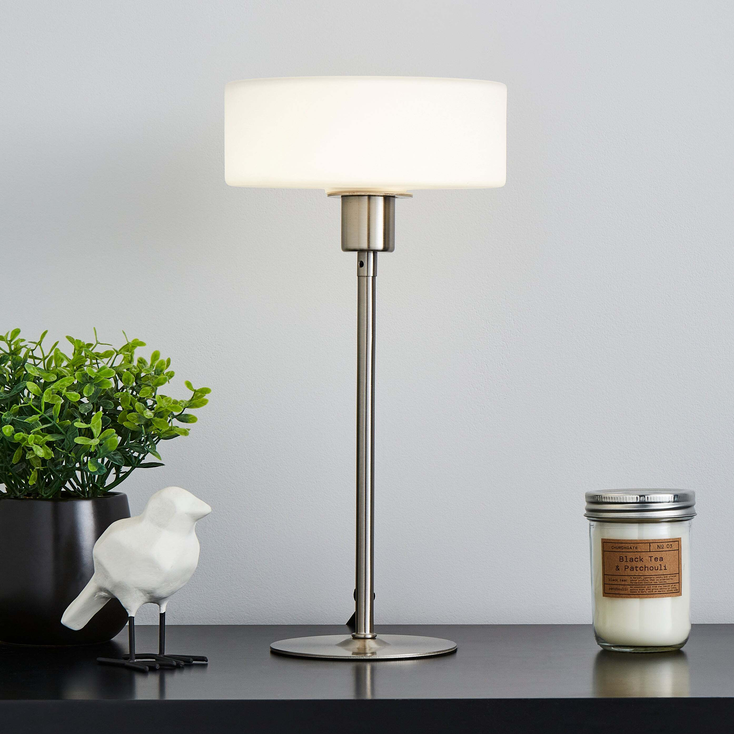 Amelie Opal Glass Satin Nickel Table Lamp Satin Nickel