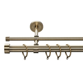 Trinity Metal Double Extendable Curtain Pole Brass Brown