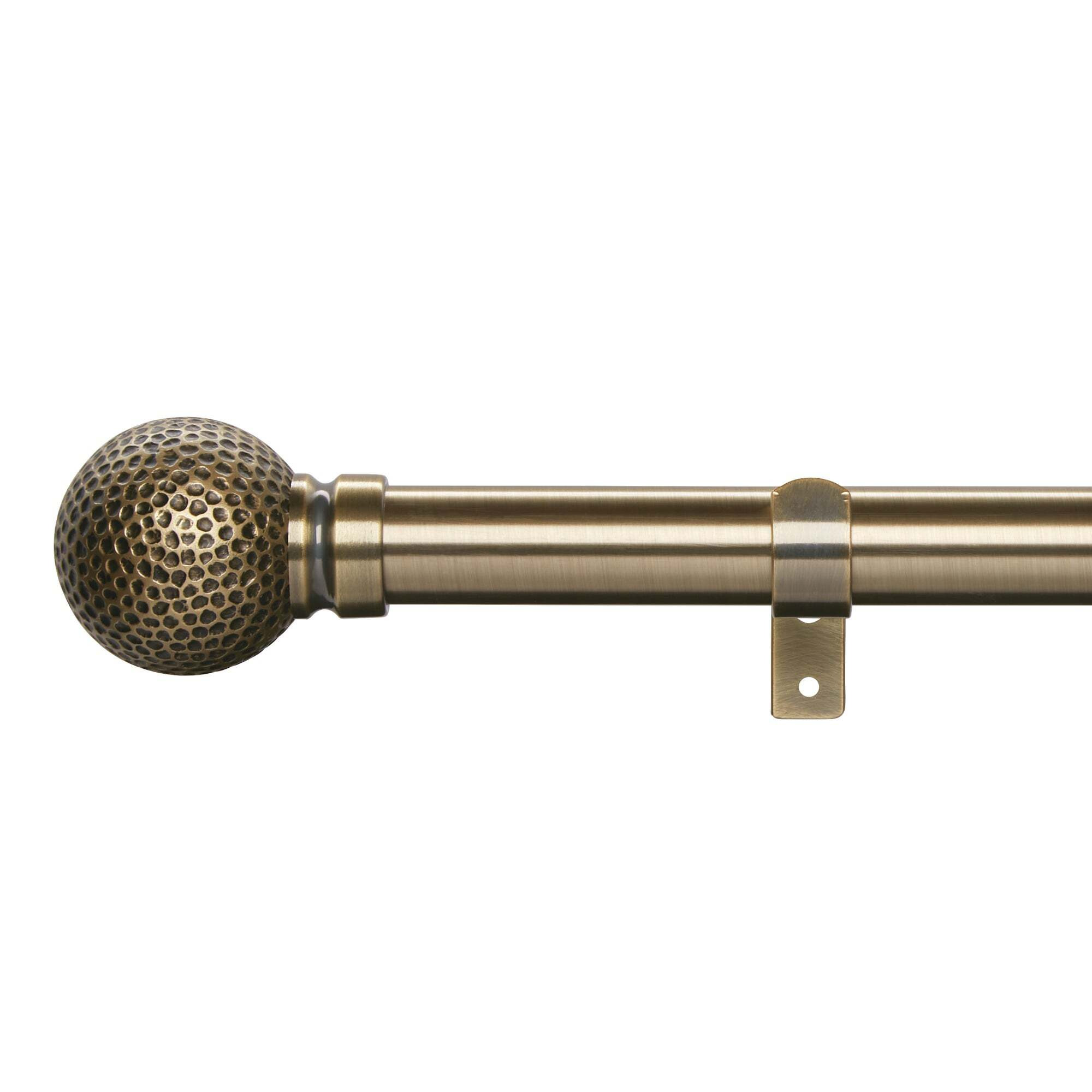Hammered Metal Effect Extendable Eyelet Curtain Pole Silver