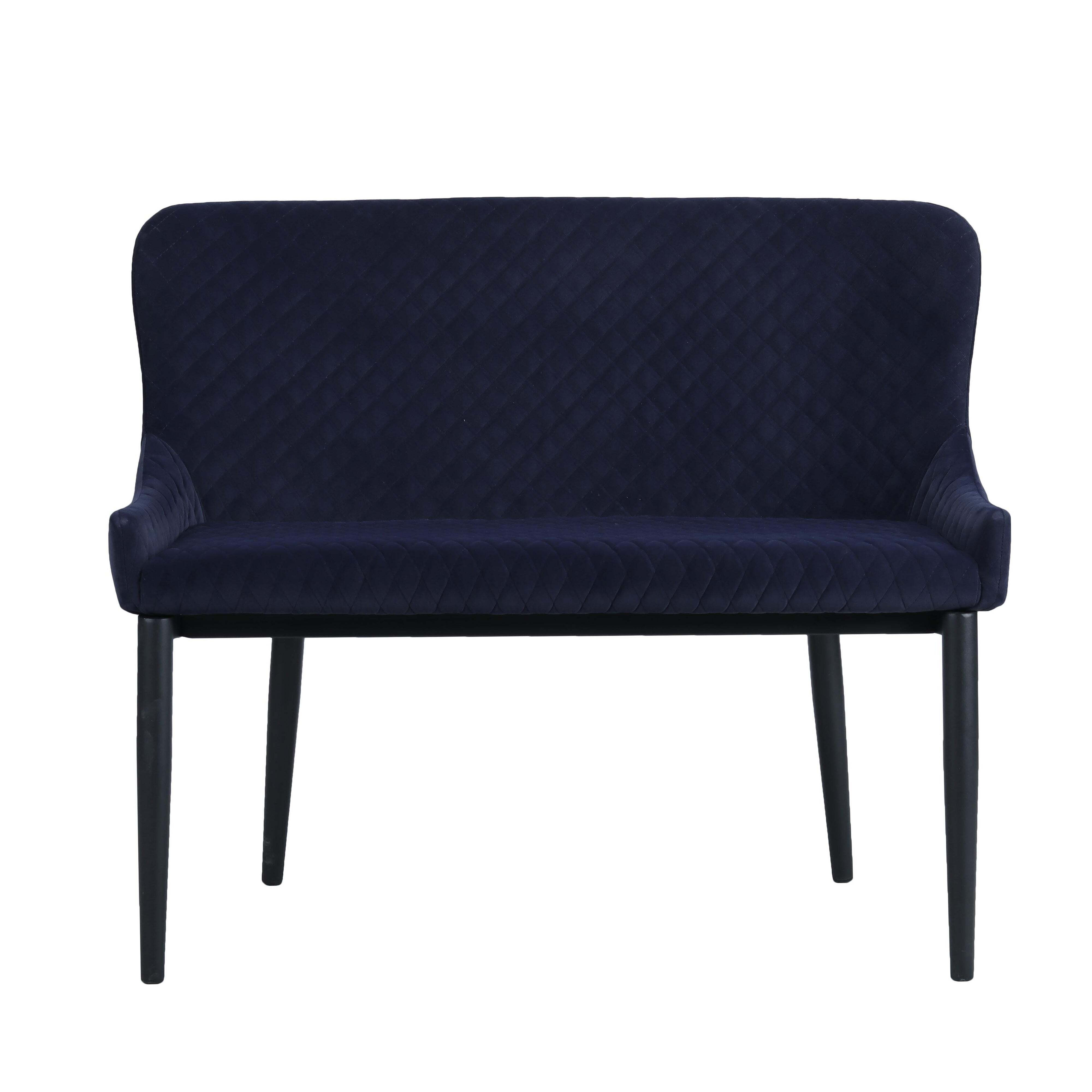 Montreal Seater Dining Bench Seat, Velvet Blue by Dunelm