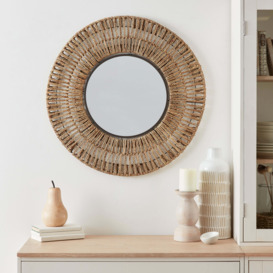 Seagrass Round Wall Mirror, 72cm Brown