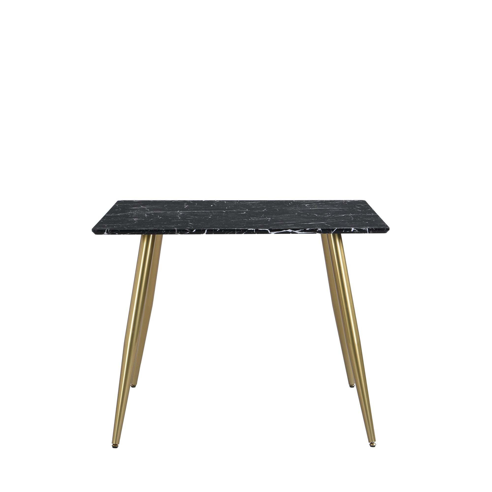 Kendall 4 Seater Square Dining Table, Marble Effect Black