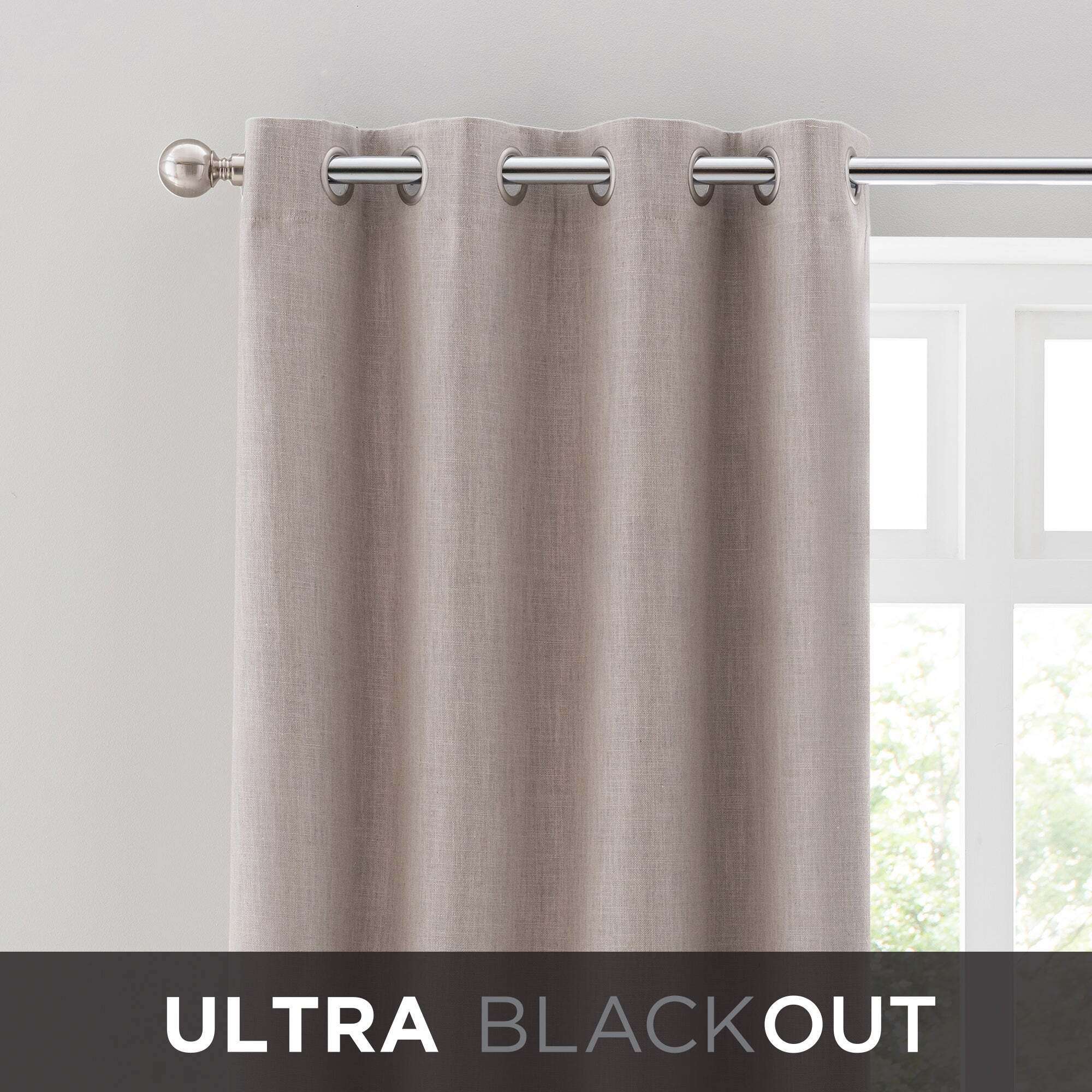 Touch of Linen Natural Thermal Ultra Blackout Eyelet Curtains Natural
