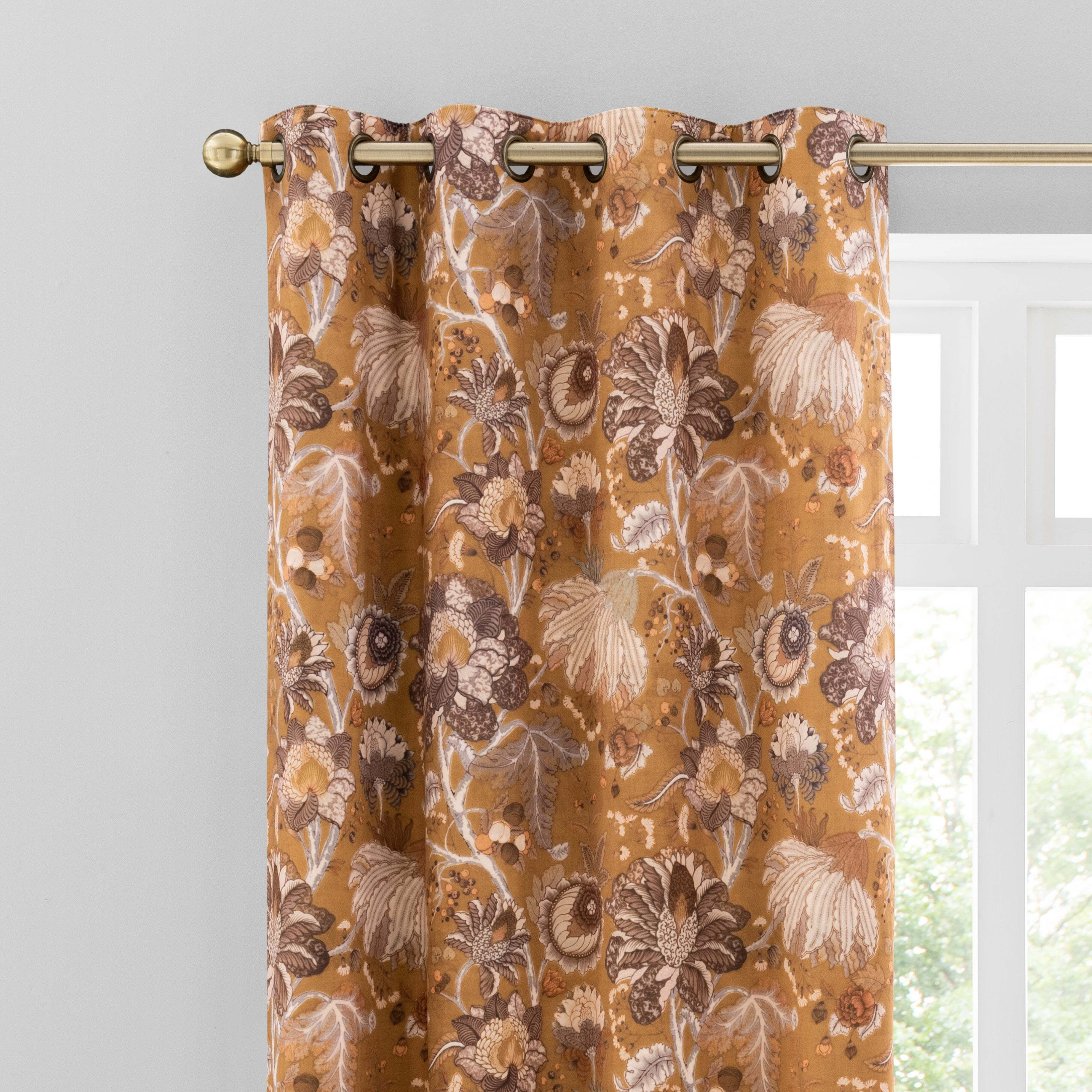 Rafaela Old Gold Eyelet Curtains Gold/White