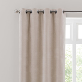 Chenille Natural Thermal Ultra Blackout Eyelet Curtains Beige