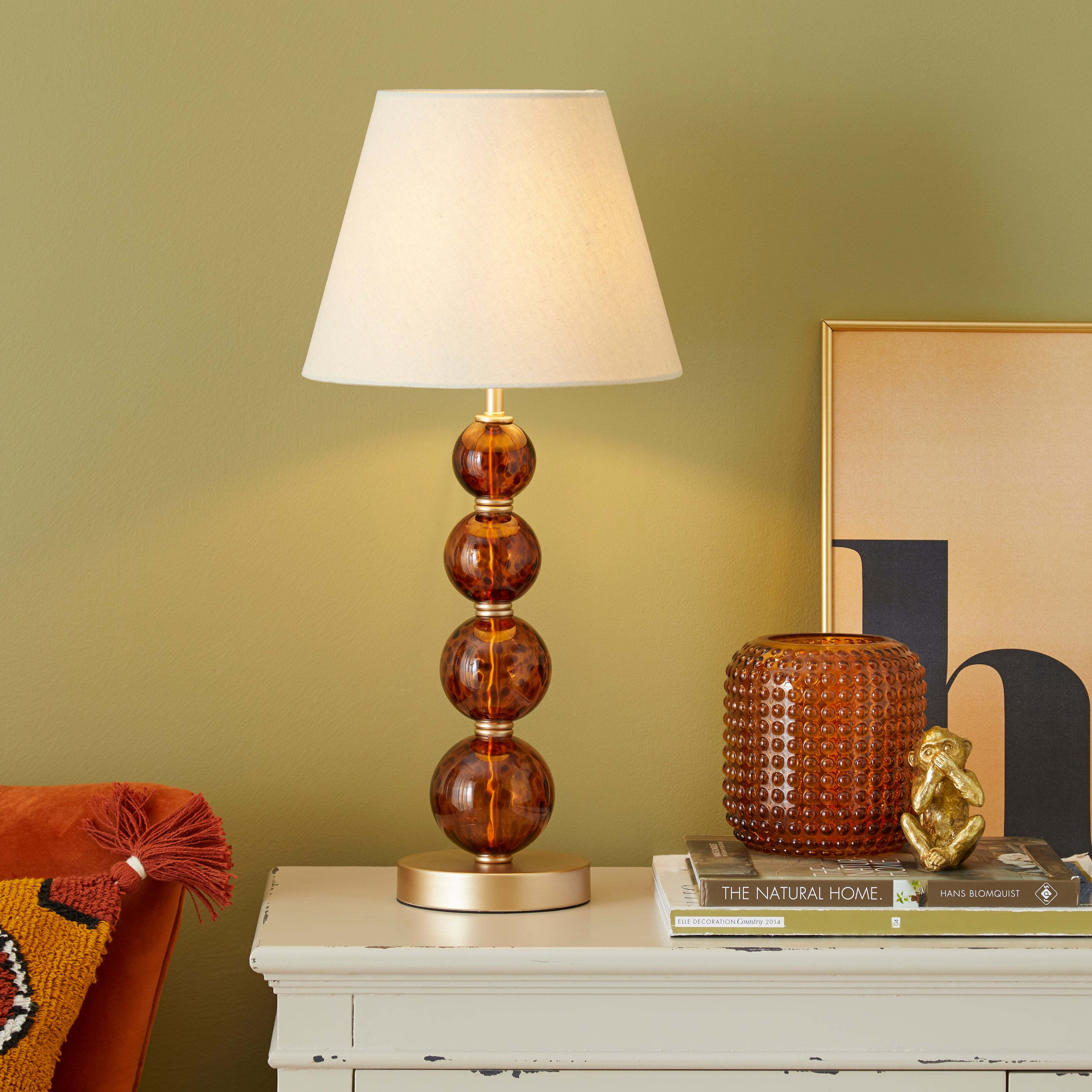 Keanu Tortoiseshell Glass Table Lamp Brown
